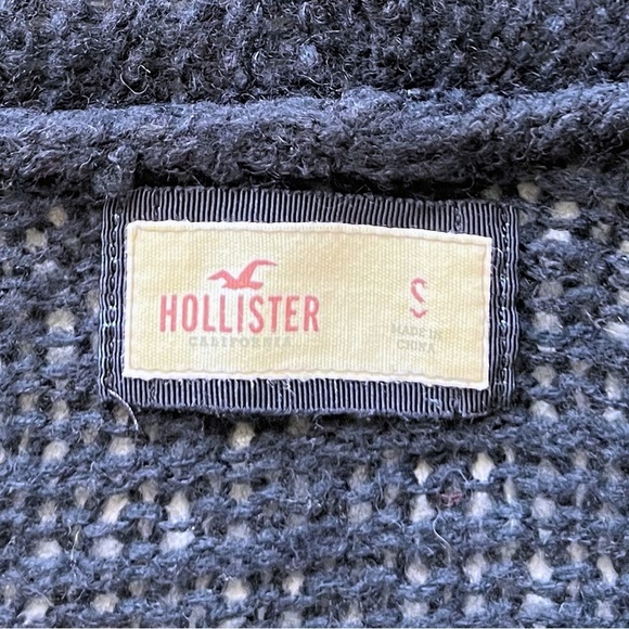 Hollister Wool Blend Knit Cardigan Open Front Open Weave Navy Blue Small S - Picture 6 of 12